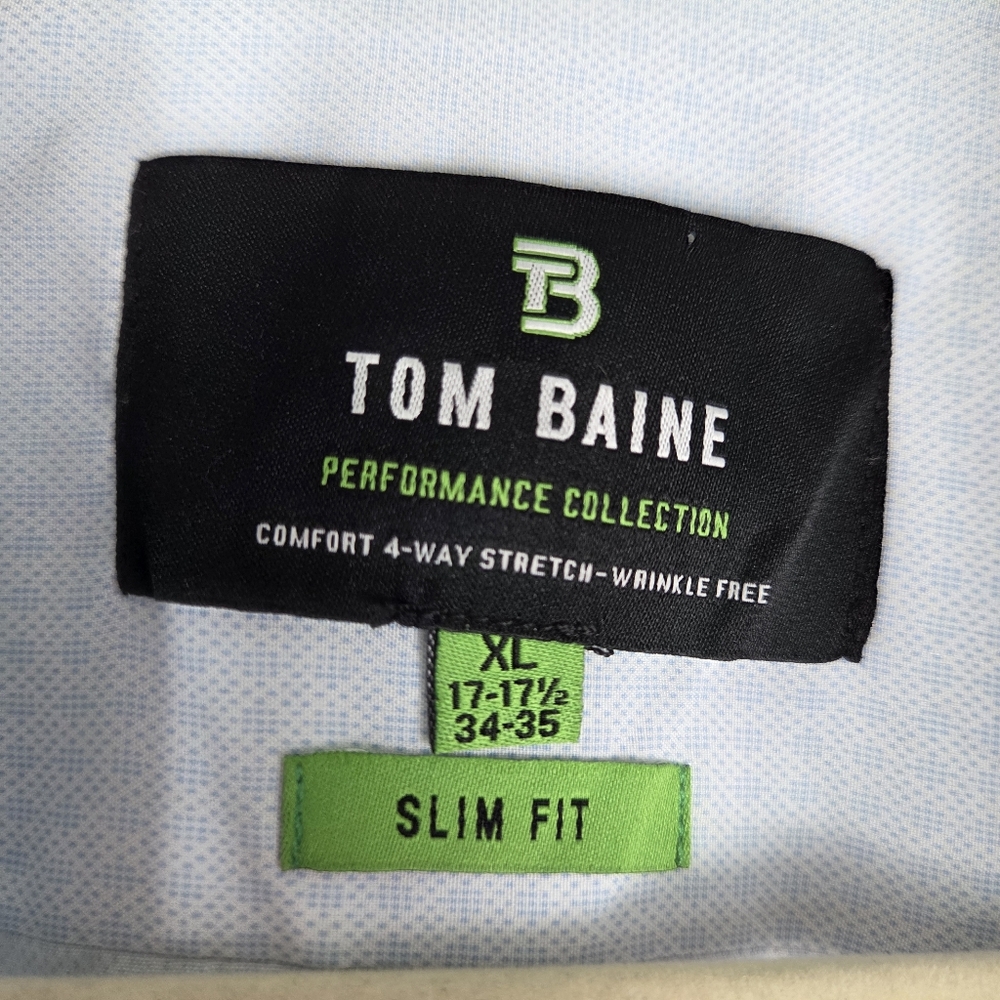 Tom Baine Pergormance Light Blue Men's Shirt XL - Picture 3 of 8